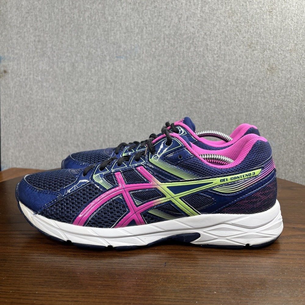 Asics Gel Contend 3 Sneaker Women's 9.5 Blue Pink Lace Up Running Shoes T5F9Q‎
